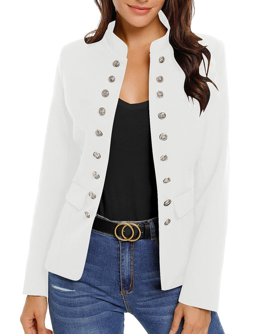 WarmLok Stand Collar Casual Blazer Jacket for Women Relaxed Fit Open Front Coats